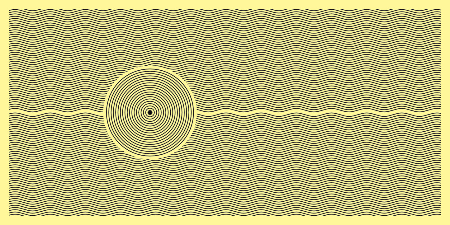 Zen-like wavy pattern on a pale yellow background.